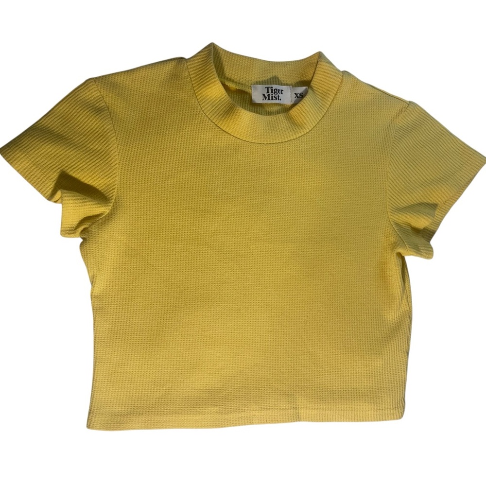 Tiger Mist Women’s Crop Top Short Sleeve yellow Sz XS
